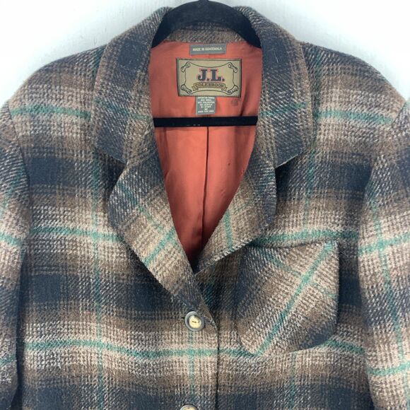 Vtg JL Colebrook Womens Medium Tweed Jacket Plaid Wool Blend Grandma Grunge - Picture 5 of 11